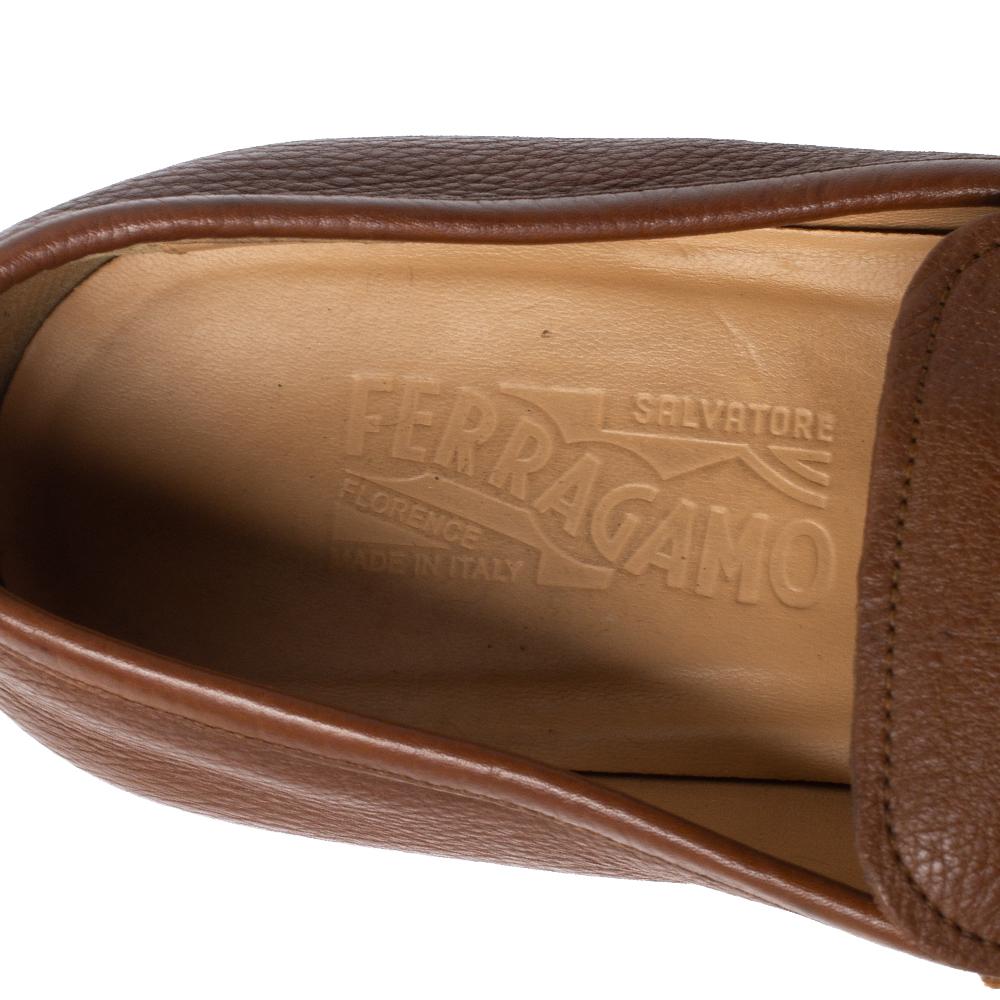 Men's Salvatore Ferragamo Brown Leather Mason Loafers Size 43.5 For Sale