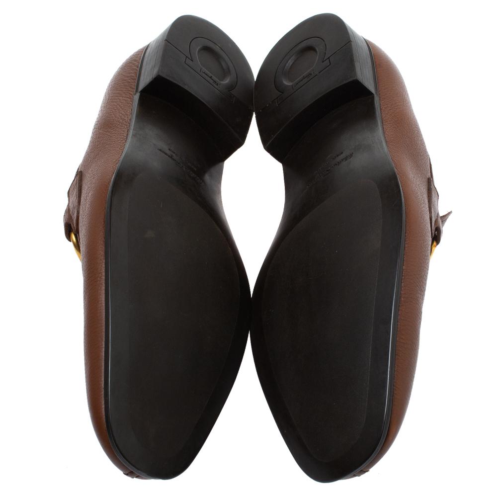 Salvatore Ferragamo Brown Leather Mason Loafers Size 43.5 For Sale 1