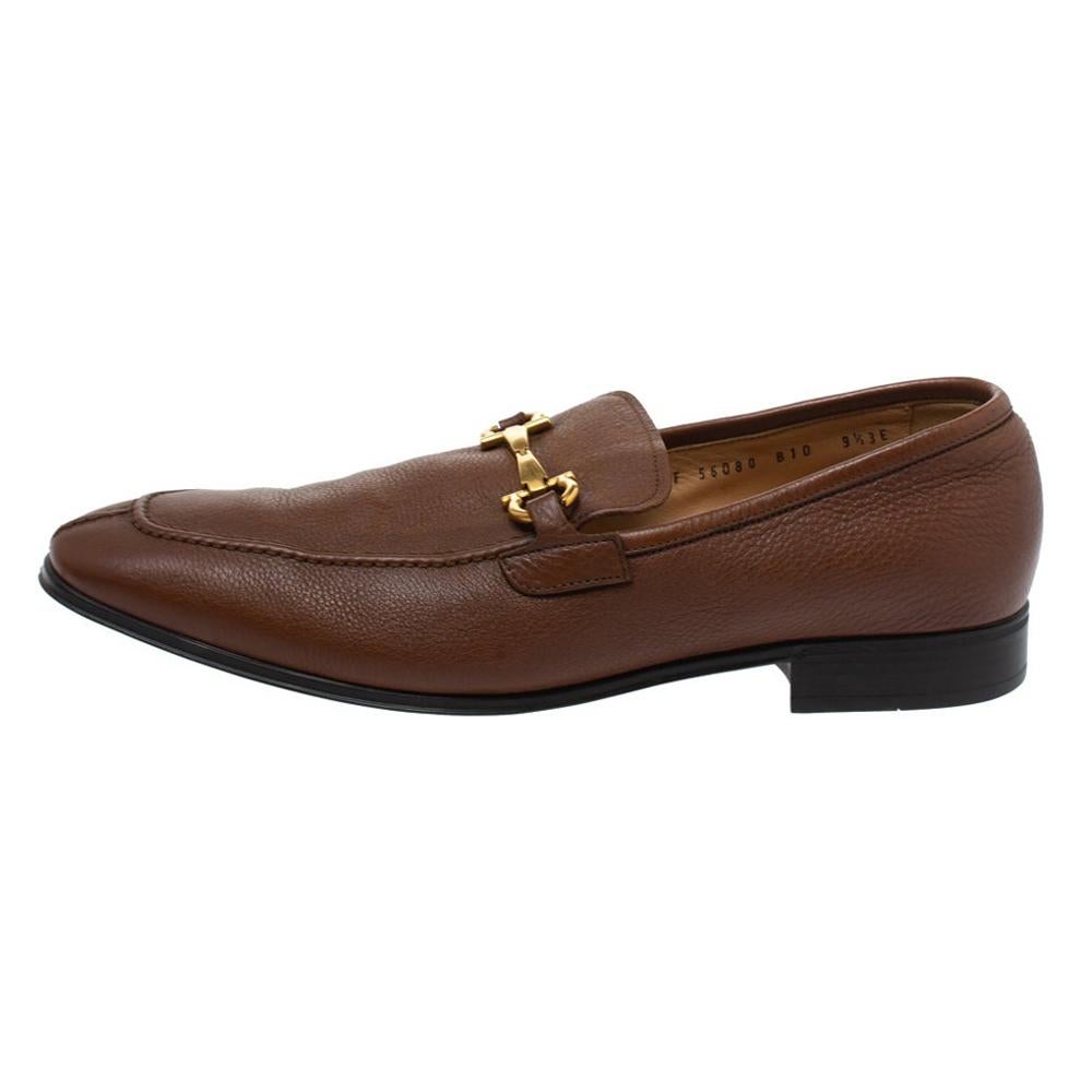 Salvatore Ferragamo Brown Leather Mason Loafers Size 43.5 For Sale