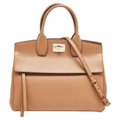 Salvatore Ferragamo Bolsa mediana Studio A de piel marrón
