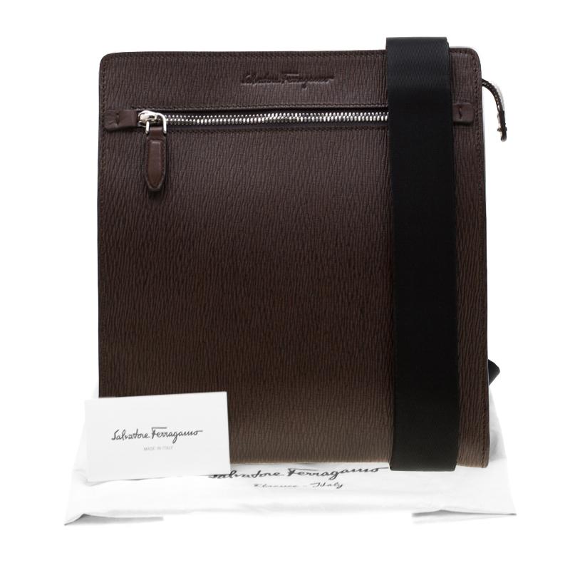 Salvatore Ferragamo Brown Leather Messenger Bag 5