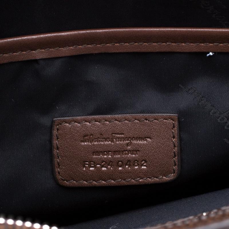 Black Salvatore Ferragamo Brown Leather Messenger Bag