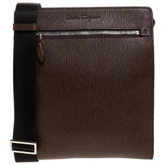 Salvatore Ferragamo Brown Leather Messenger Bag