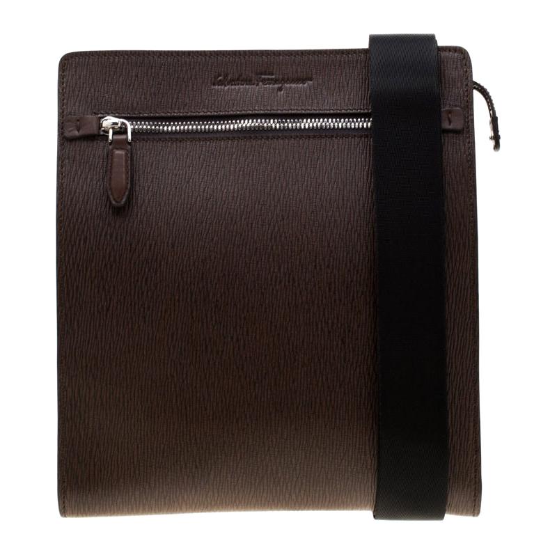 Salvatore Ferragamo Brown Leather Messenger Bag