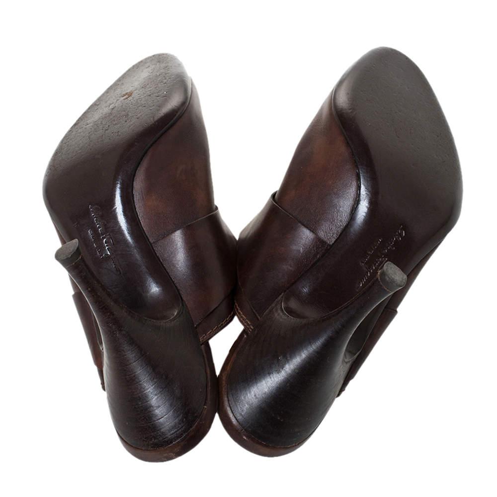 Salvatore Ferragamo Brown Leather Mule Sandals Size 37.5 1