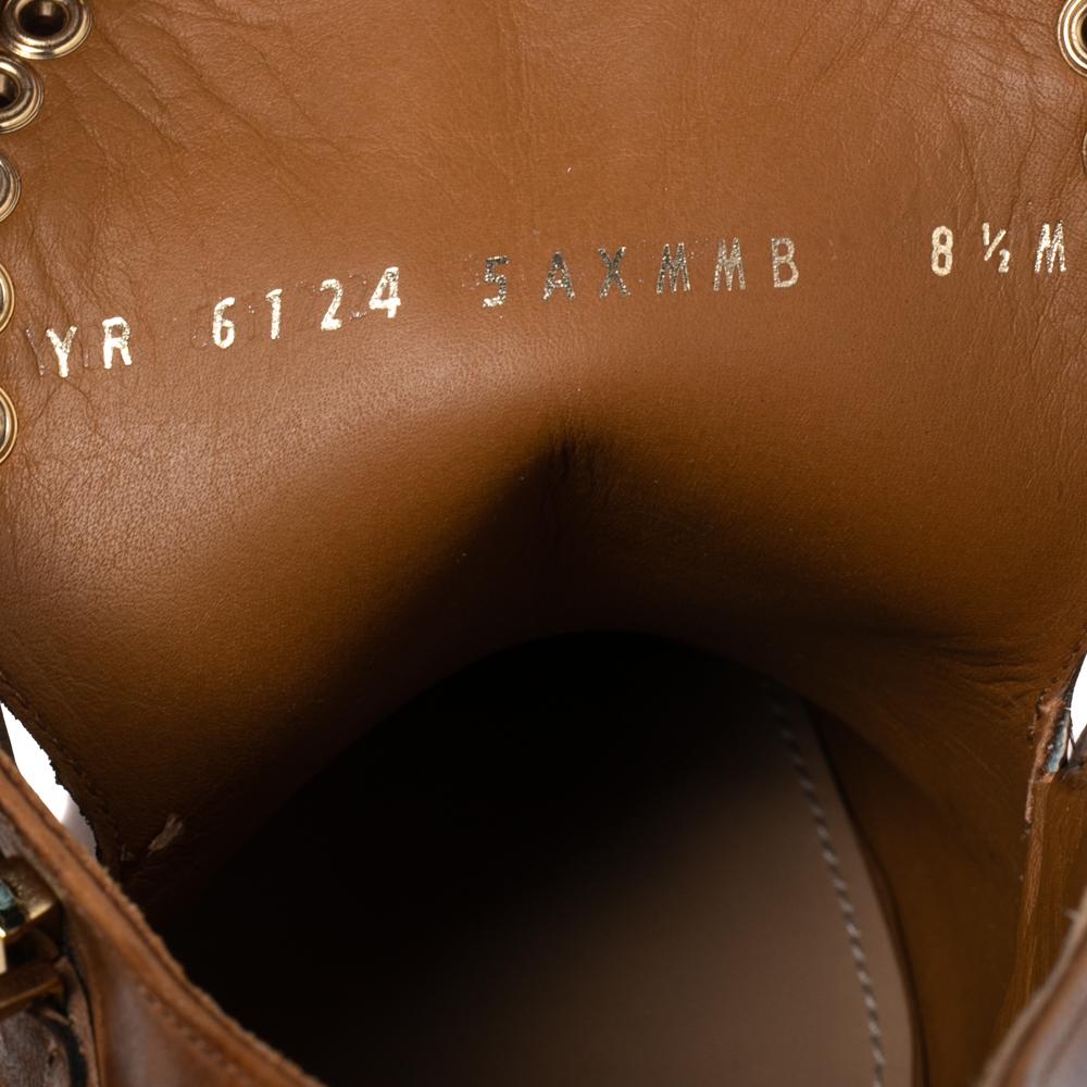 Salvatore Ferragamo Brown Leather Narcis Ankle Boots Size 39 3