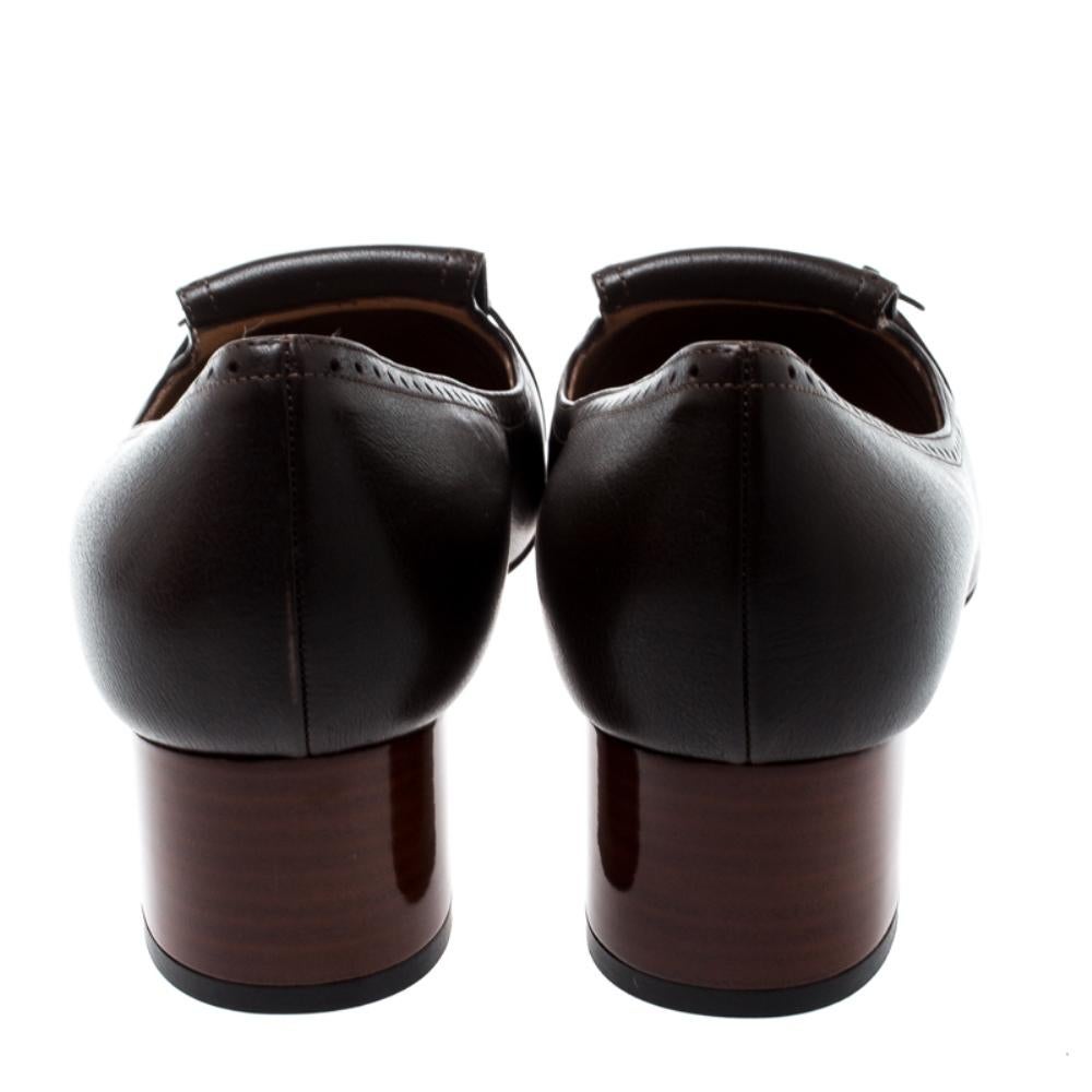 Black Salvatore Ferragamo Brown Leather Ninu Loafer Pumps Size 40.5