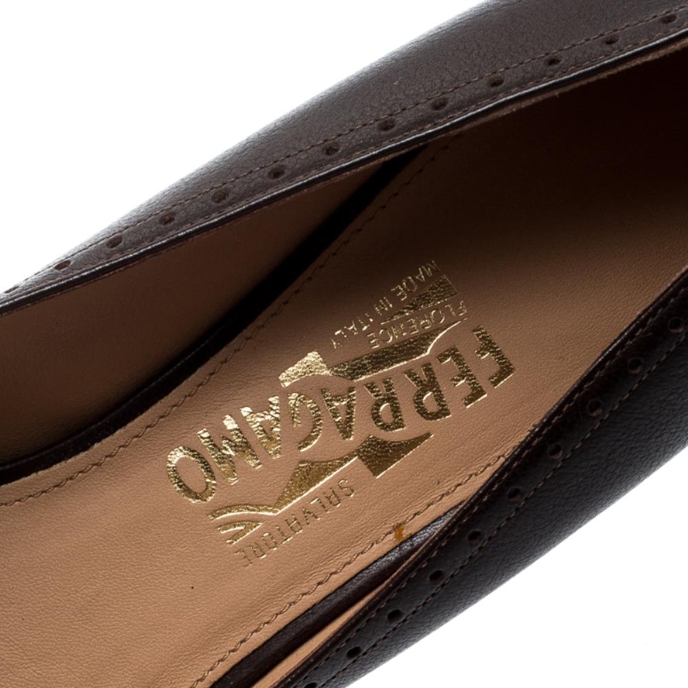 Salvatore Ferragamo Brown Leather Ninu Loafer Pumps Size 40.5 1