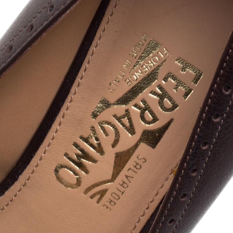 Salvatore Ferragamo Brown Leather Ninu Pumps Size 40.5 1