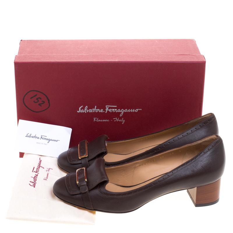 Salvatore Ferragamo Brown Leather Ninu Pumps Size 40.5 2