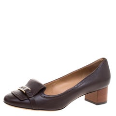 Salvatore Ferragamo Brown Leather Ninu Pumps Size 40.5