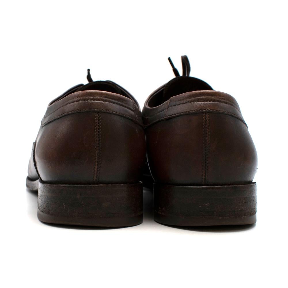 Black Salvatore Ferragamo Brown Leather Oxford Lace-Up Shoes - SIze US 9 For Sale
