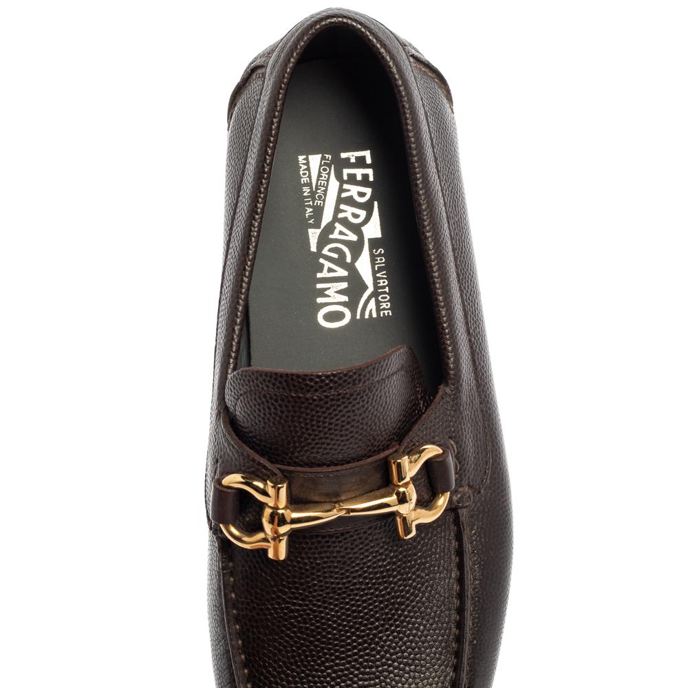 Salvatore Ferragamo Brown Leather Parigi Gancini Slip On Loafers Size 40 1