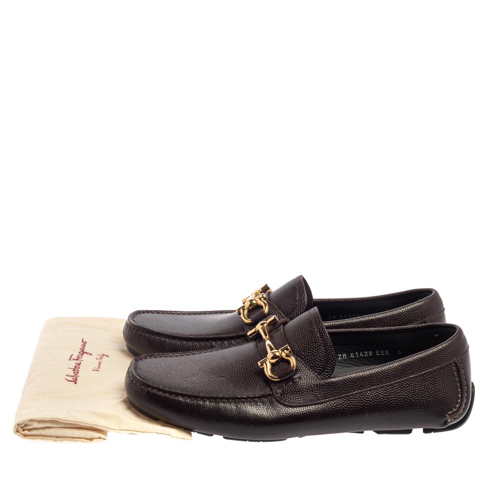 Salvatore Ferragamo Brown Leather Parigi Gancini Slip On Loafers Size 40 3
