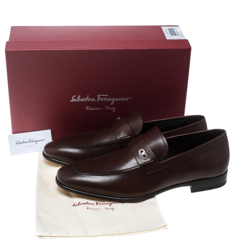 Women's Salvatore Ferragamo Brown Leather Paros Loafers Size 44.5