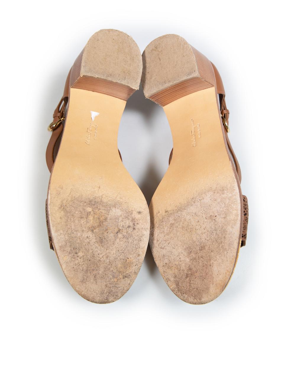 Women's Salvatore Ferragamo Brown Leather Sandals Size US 7.5 For Sale
