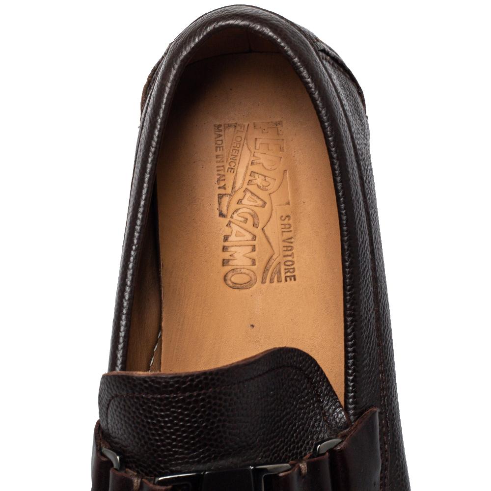 Salvatore Ferragamo Brown Leather Slip On Loafers Size 42 1