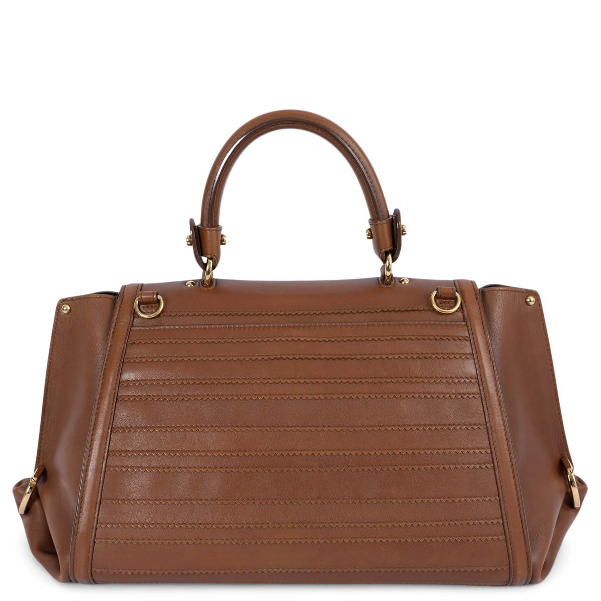 SALVATORE FERRAGAMO brown leather SOFIA Bag In Good Condition For Sale In Zürich, CH