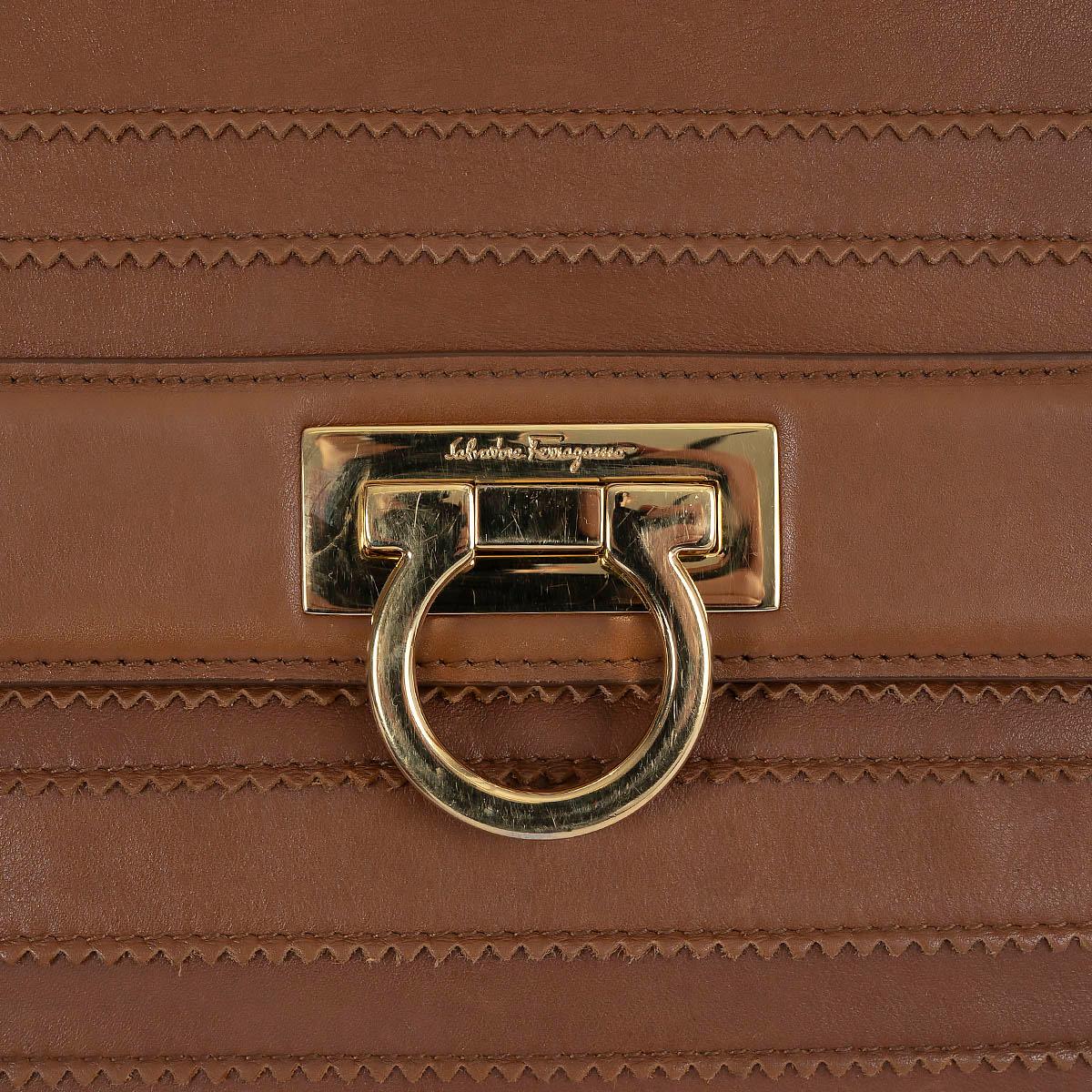 SALVATORE FERRAGAMO brown leather SOFIA Bag For Sale 2
