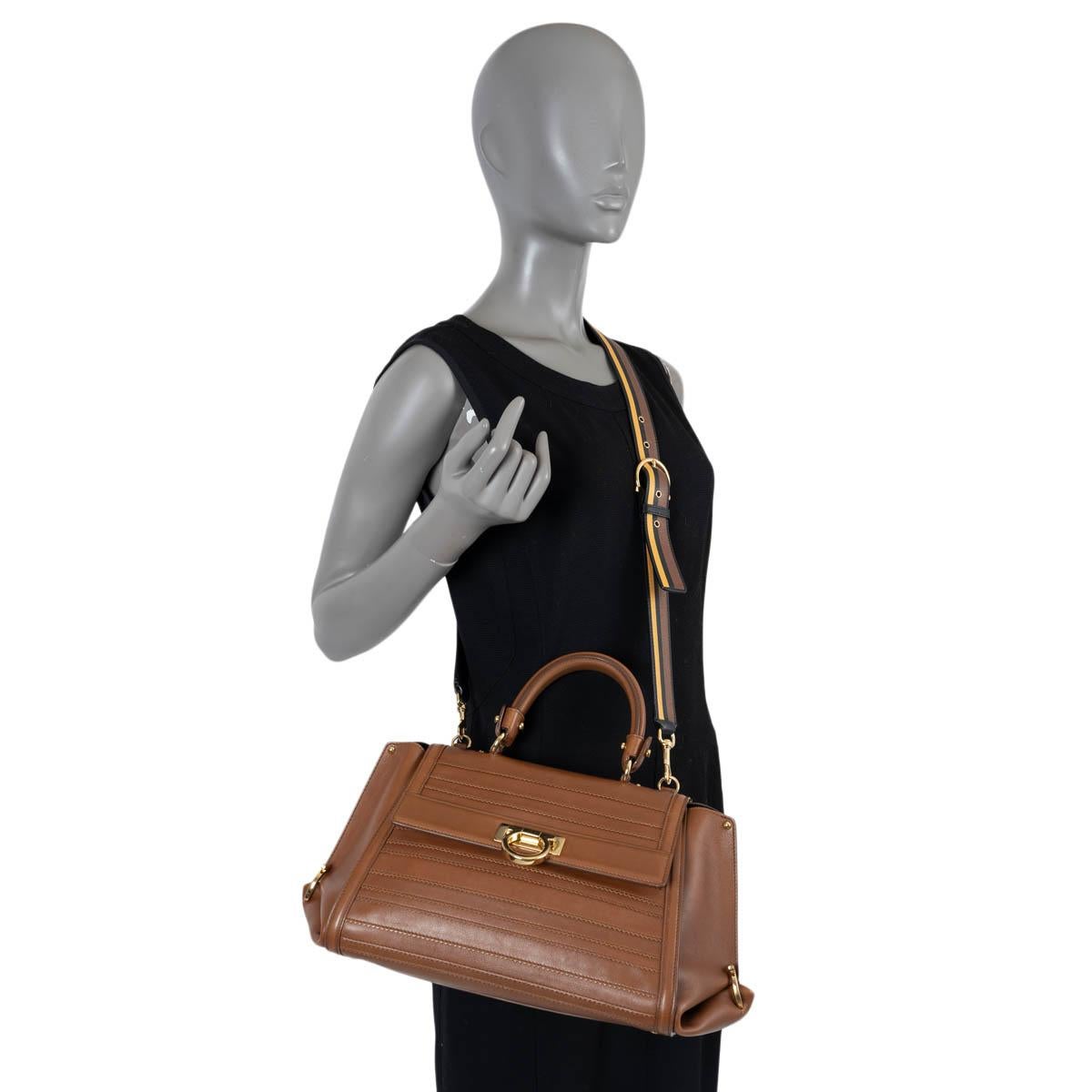 SALVATORE FERRAGAMO brown leather SOFIA Bag For Sale 4