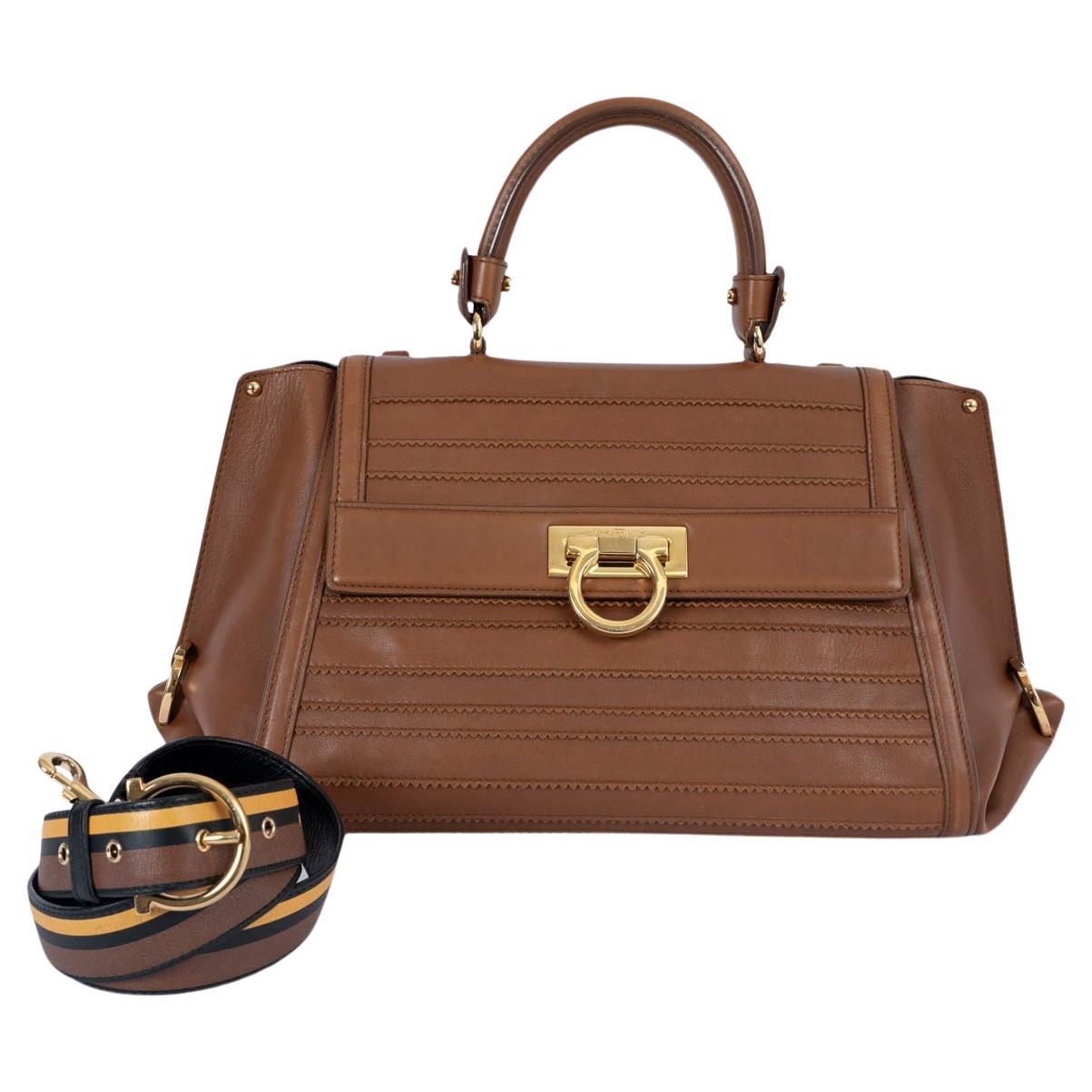 SALVATORE FERRAGAMO brown leather SOFIA Bag For Sale