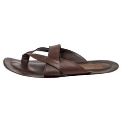 Salvatore Ferragamo Brown Leather Thong Sandals Size 40.5