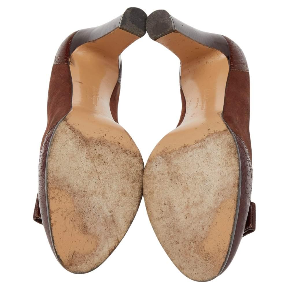Salvatore Ferragamo Brown Leather Vara Bow Pumps Size 36 2