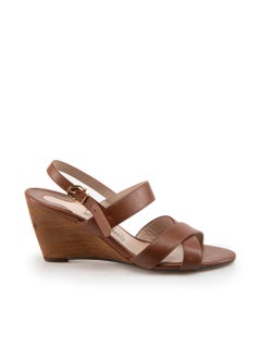 Salvatore Ferragamo Brown Leather Wedge Sandals Size US 6.5