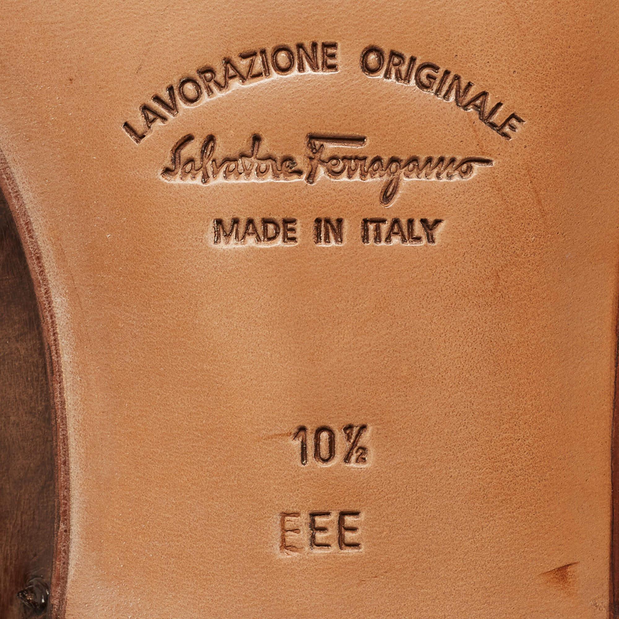 Salvatore Ferragamo Brown Ostrich Gris Oxfords Size 44.5 5