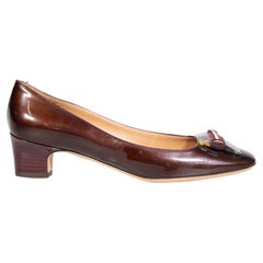 Salvatore Ferragamo Brown Patent Buckle Pumps Size UK 7