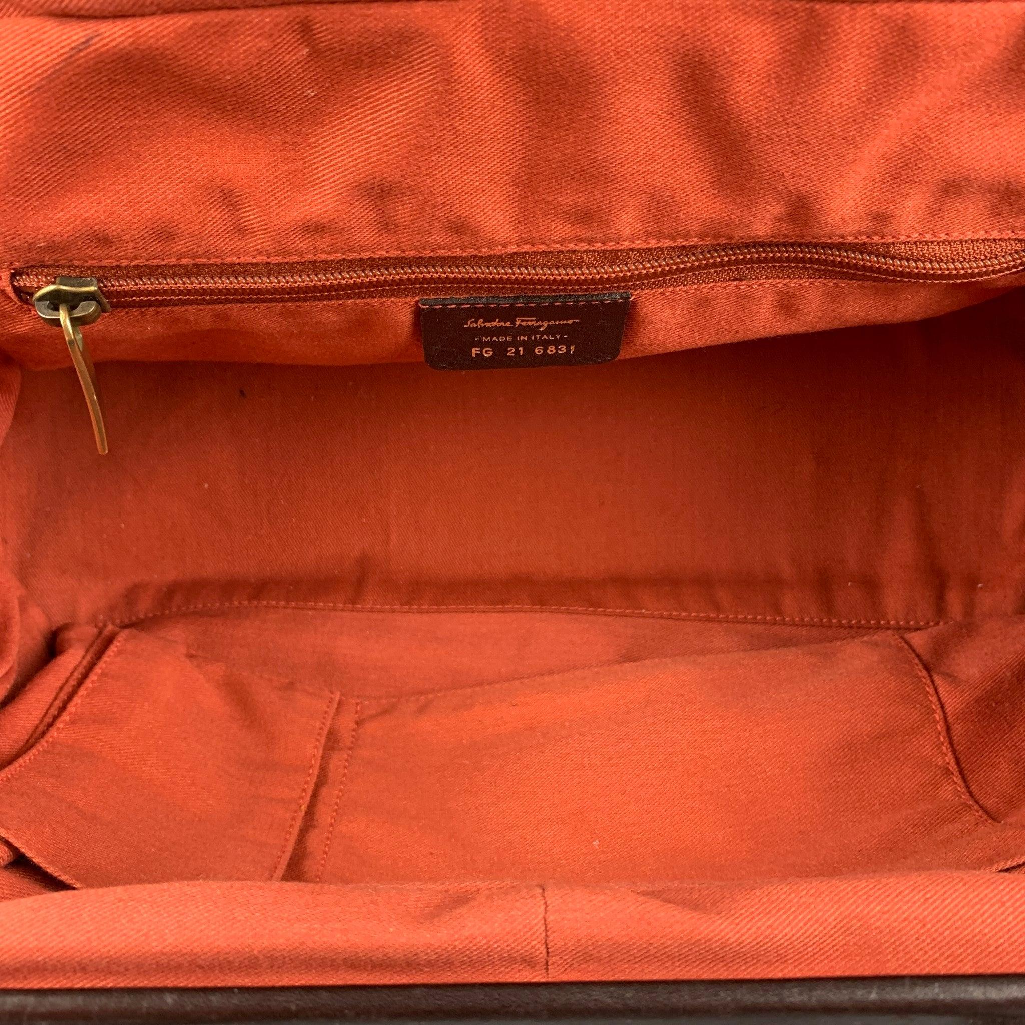 SALVATORE FERRAGAMO Brown Quilted Leather Satchel Handbag For Sale 1