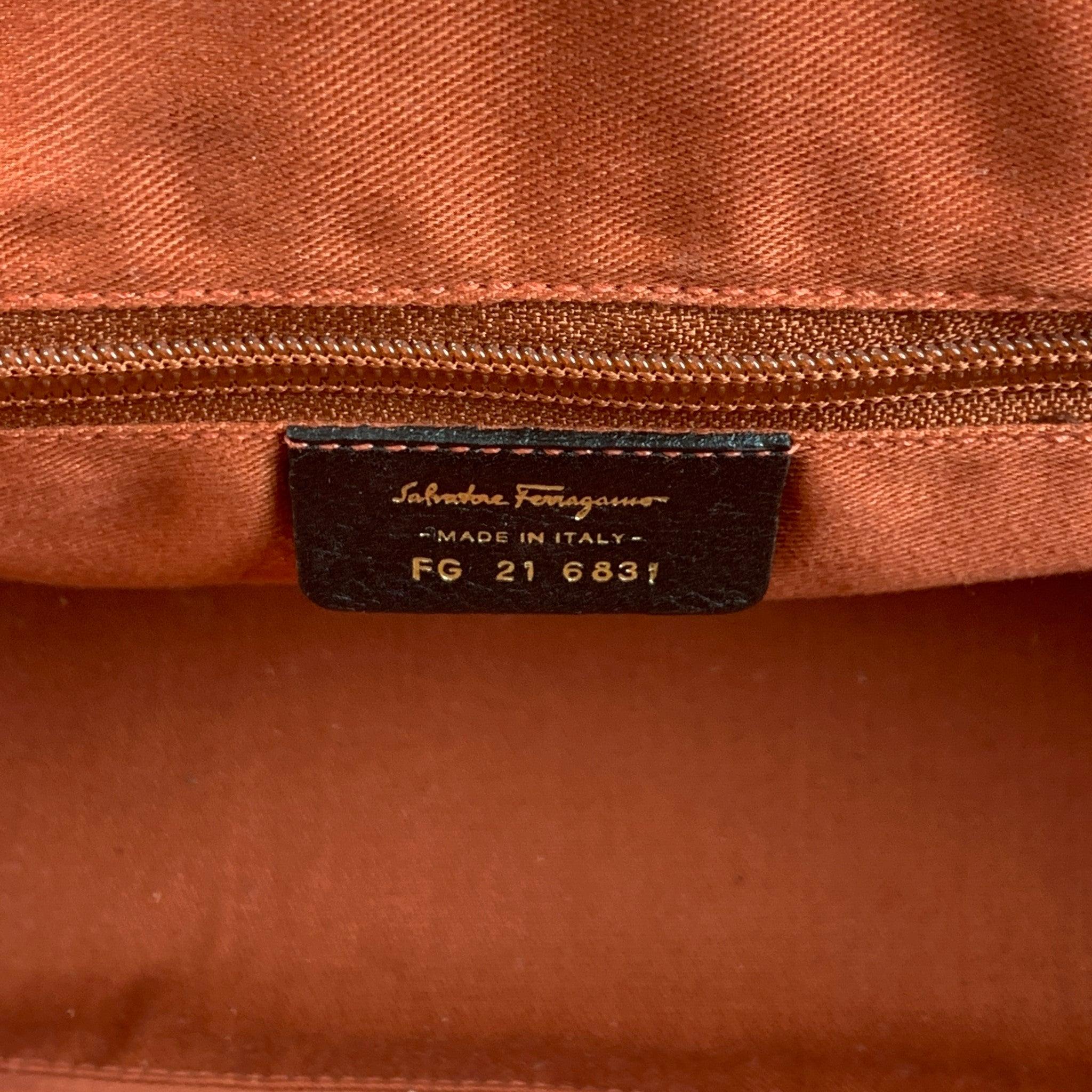 SALVATORE FERRAGAMO Brown Quilted Leather Satchel Handbag For Sale 2