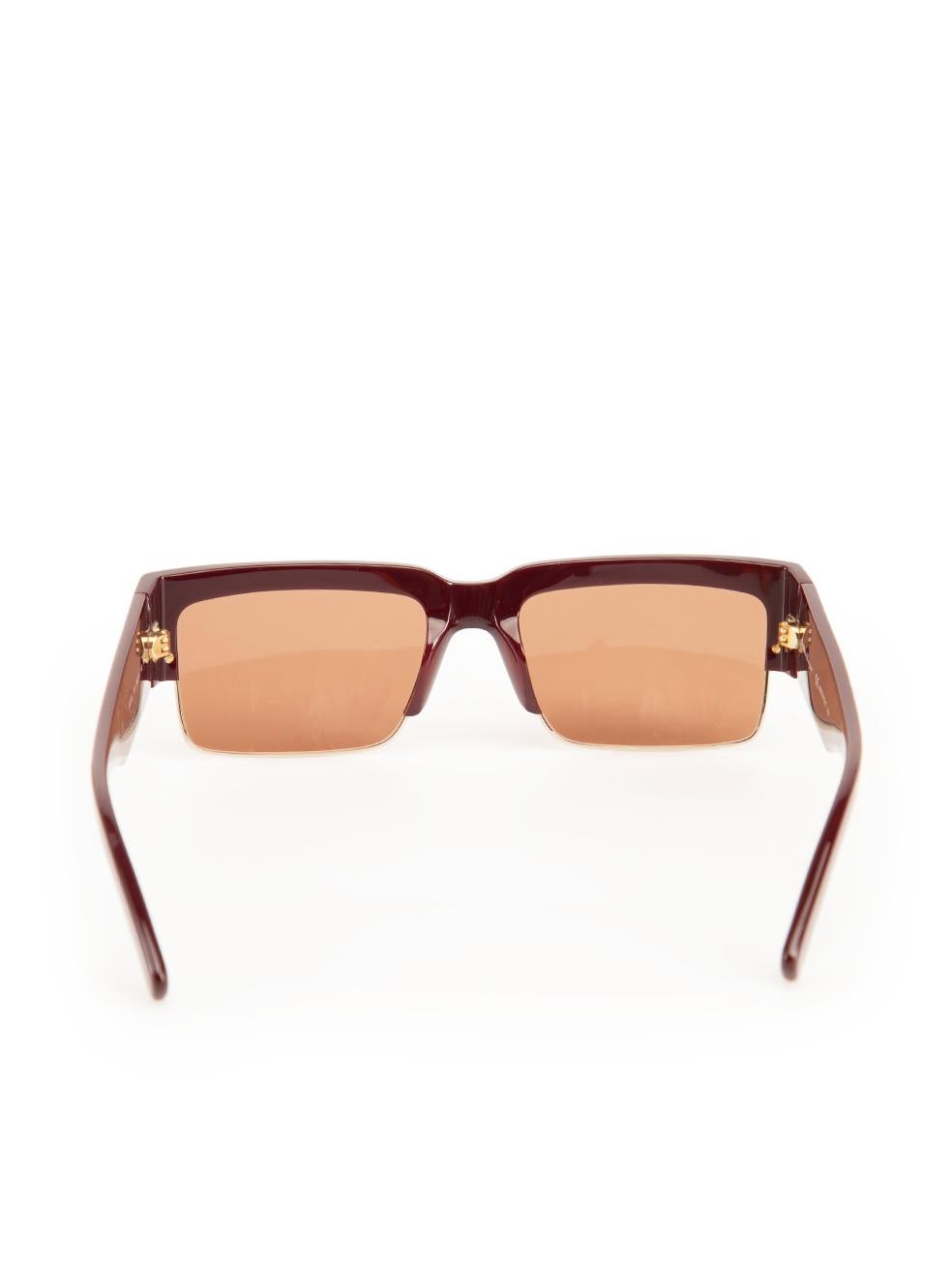 Salvatore Ferragamo Brown Rectangular Tinted Sunglasses In New Condition In London, GB