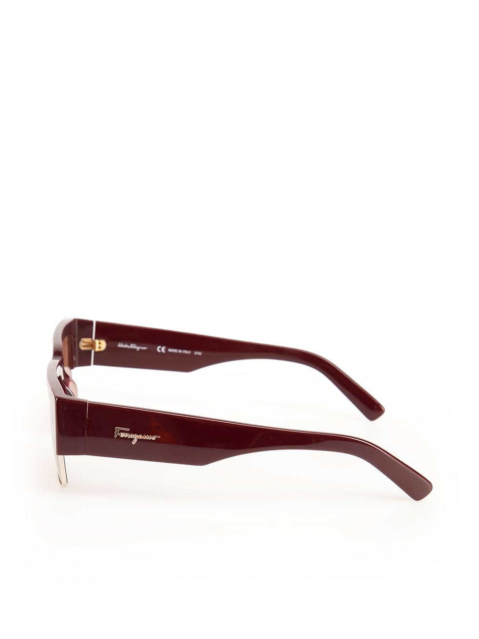 Women's Salvatore Ferragamo Brown Rectangular Tinted Sunglasses