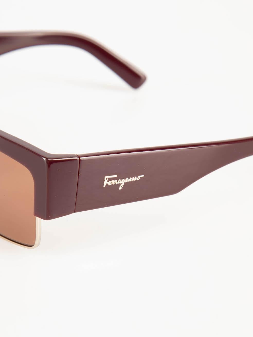 Salvatore Ferragamo Brown Rectangular Tinted Sunglasses 1