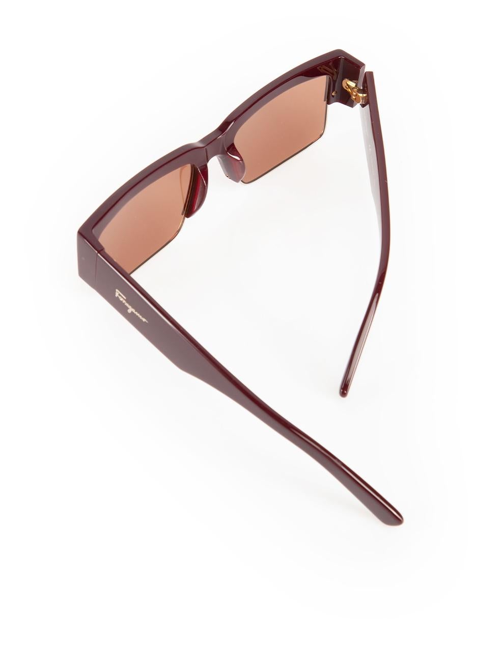 Salvatore Ferragamo Brown Rectangular Tinted Sunglasses 2