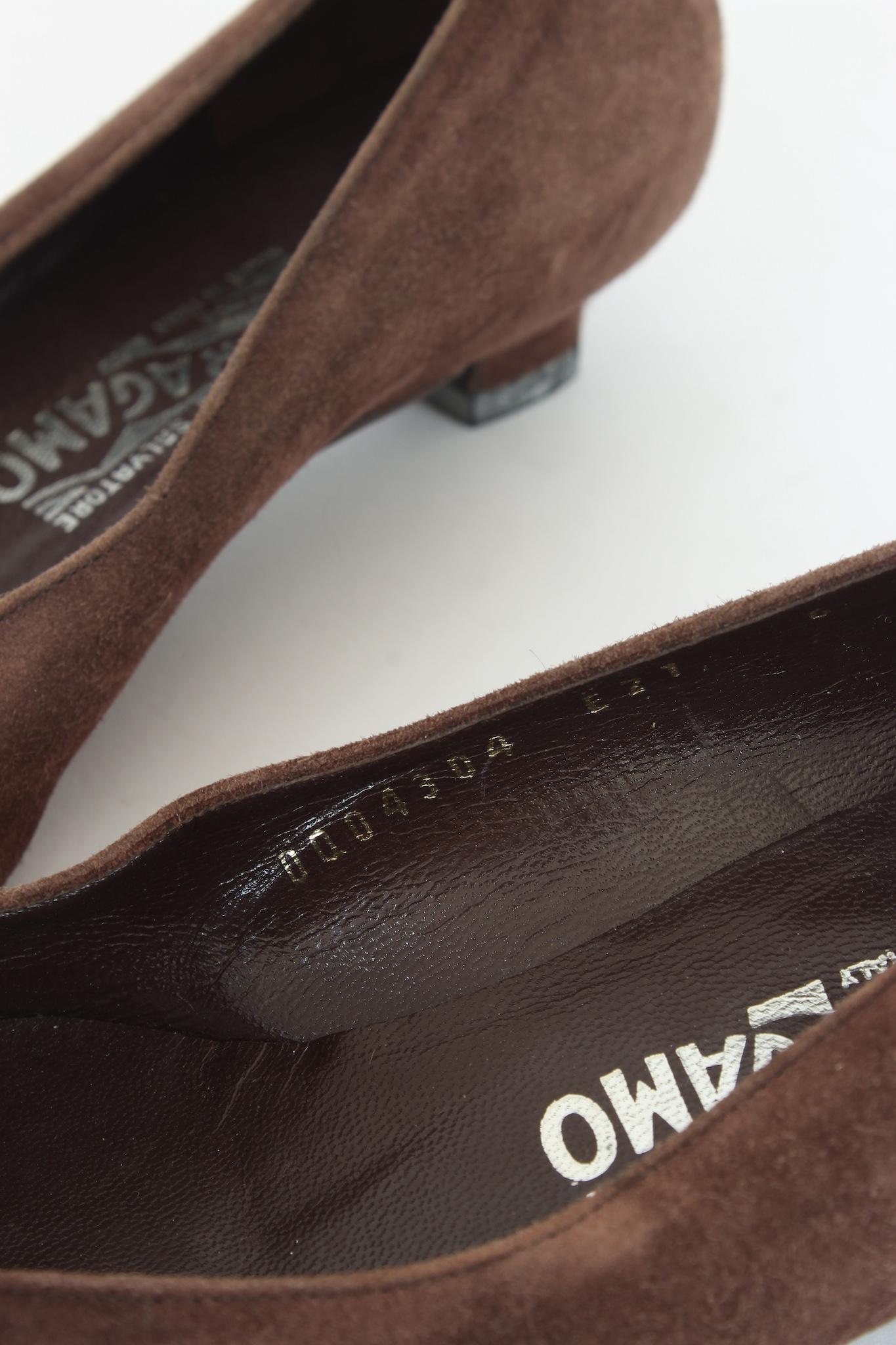Women's Salvatore Ferragamo Brown Suede Ballerina Shoes Vintage 2000s