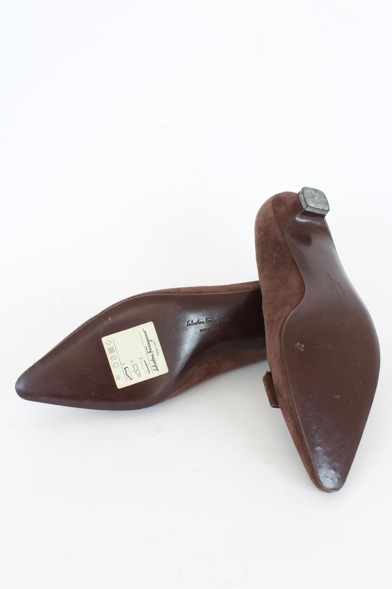 Salvatore Ferragamo Brown Suede Ballerina Shoes Vintage 2000s 1