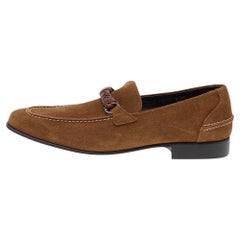 Salvatore Ferragamo Brown Wildleder Gancini Bit Loafers Größe 42