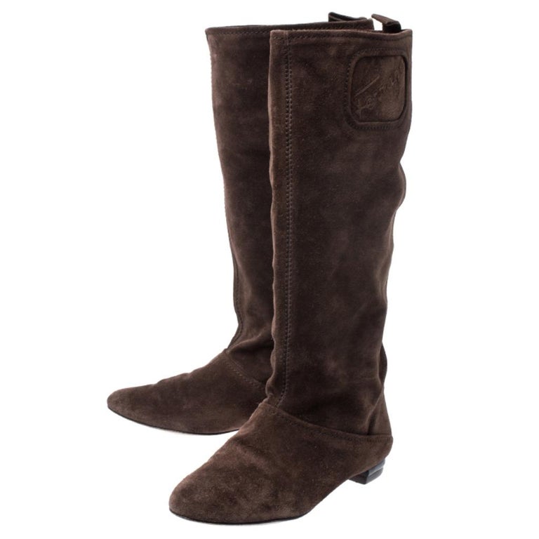suede mid calf boots