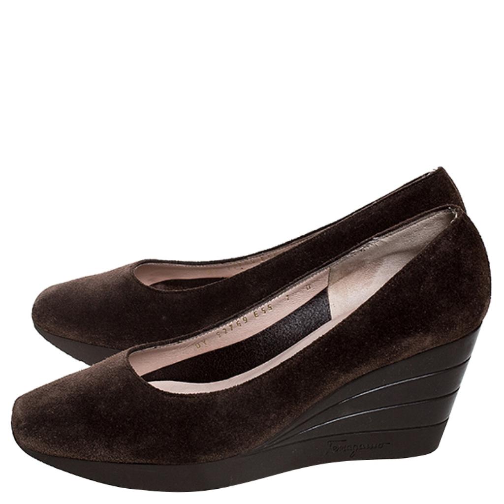 brown suede wedge heels