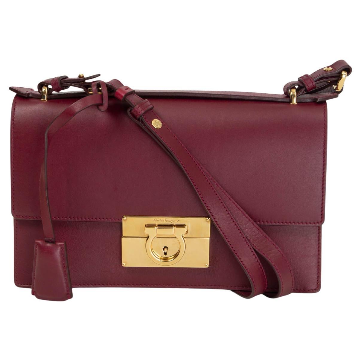 SALVATORE FERRAGAMO burgundy leather AILEEN Shoulder Bag