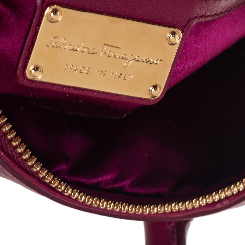 Salvatore Ferragamo Burgundy Leather and Sequin Fiamma Satchel 3