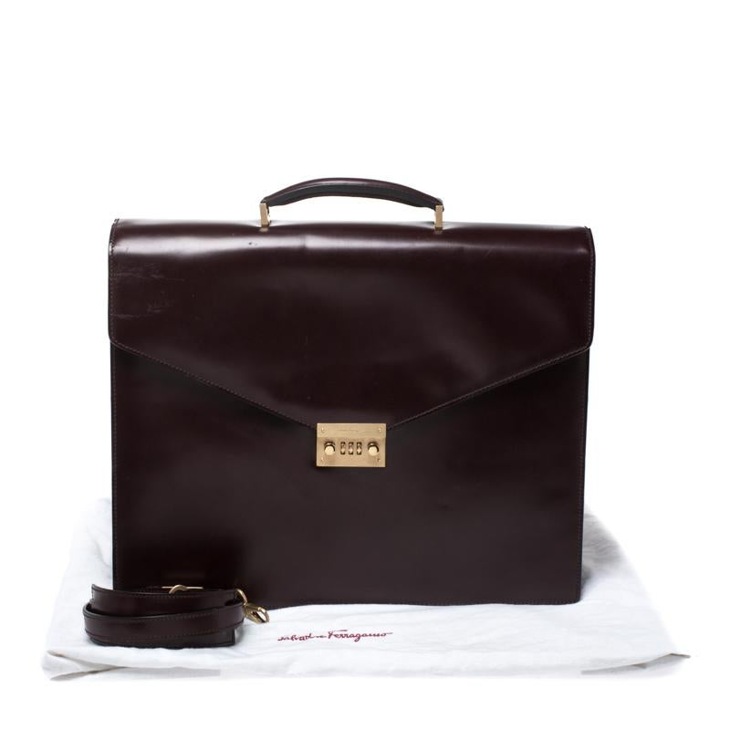 Salvatore Ferragamo Burgundy Leather Briefcase 2
