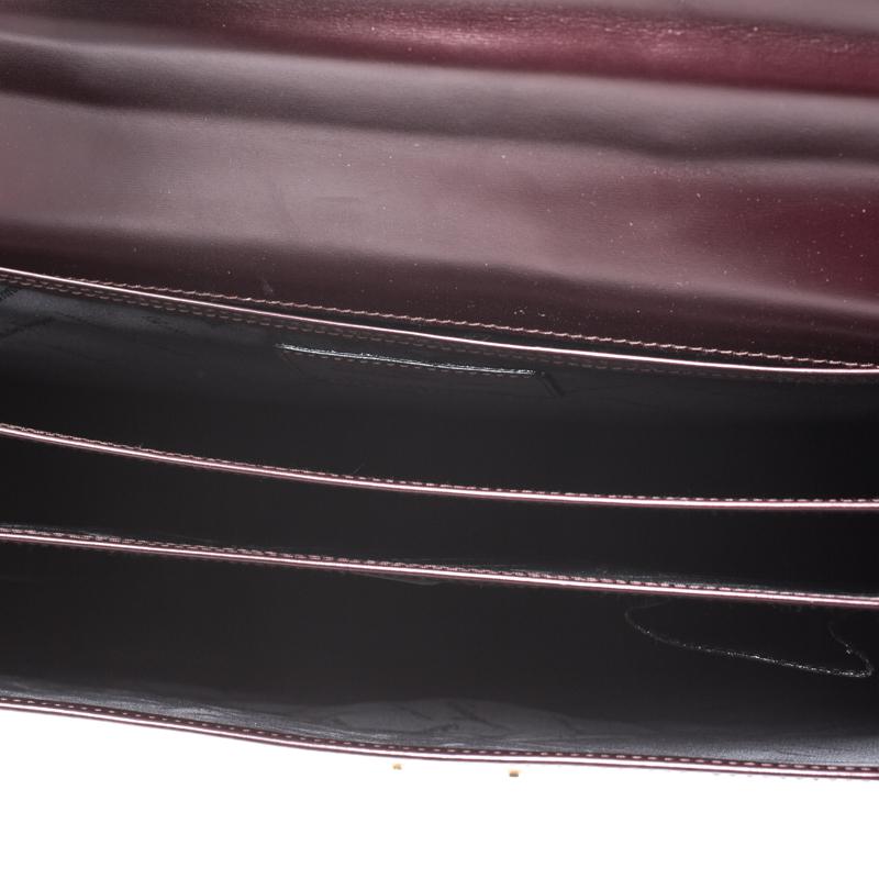 Black Salvatore Ferragamo Burgundy Leather Briefcase