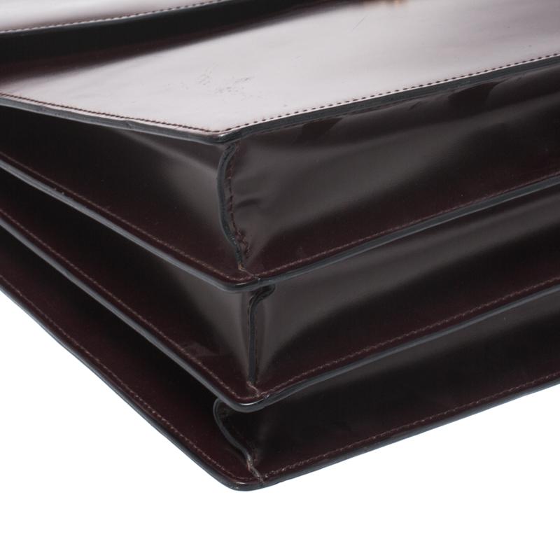 Salvatore Ferragamo Burgundy Leather Briefcase In Good Condition In Dubai, Al Qouz 2