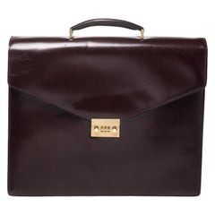 Salvatore Ferragamo Burgundy Leather Briefcase