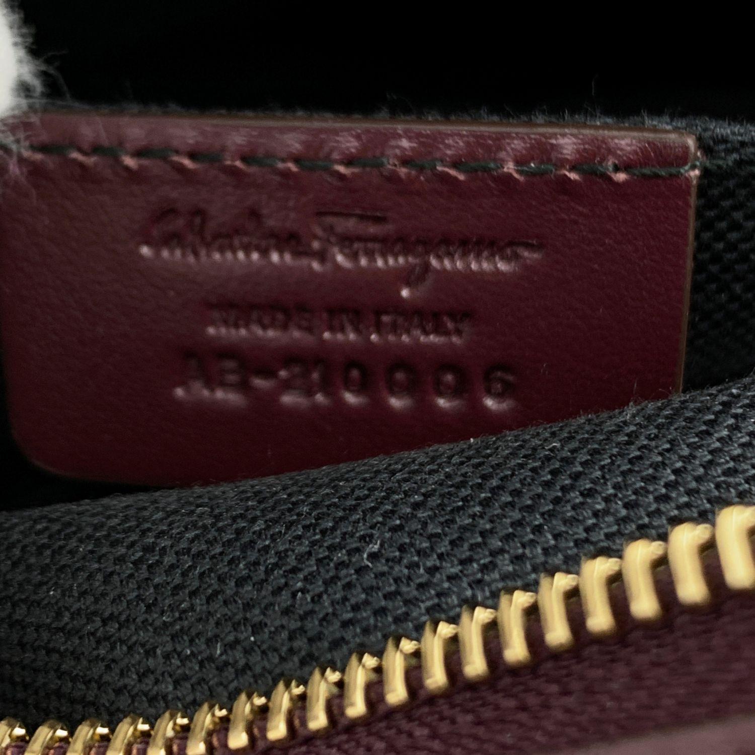Salvatore Ferragamo Burgundy Leather Gancino Vela CC Shoulder Bag 1