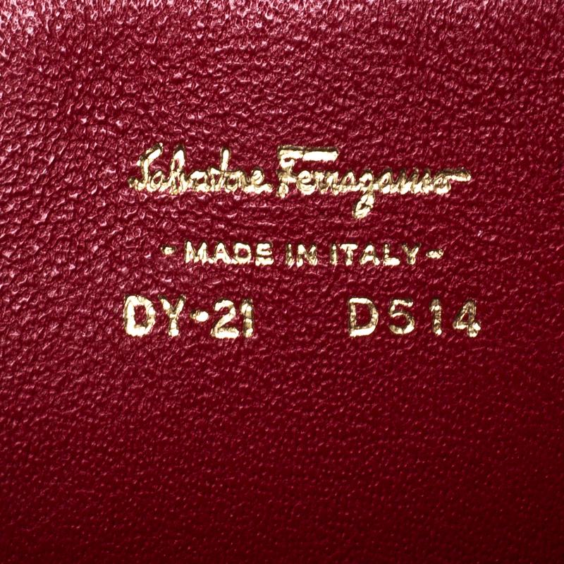 Salvatore Ferragamo Burgundy Leather Gancio Lock Shoulder Bag 2