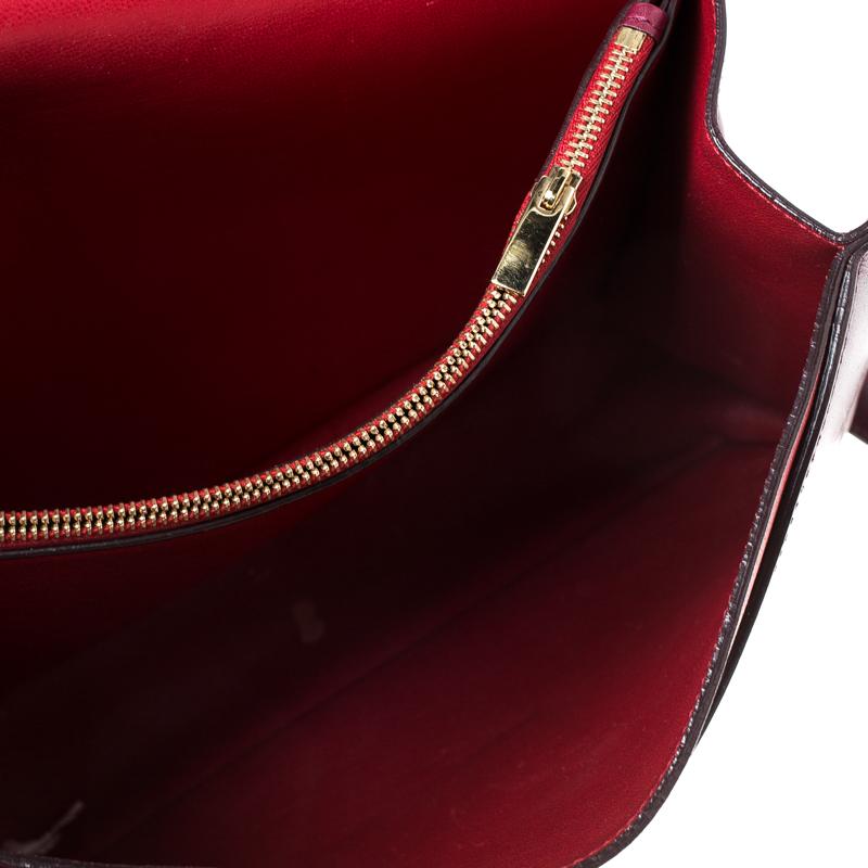 Salvatore Ferragamo Burgundy Leather Gancio Lock Shoulder Bag 1